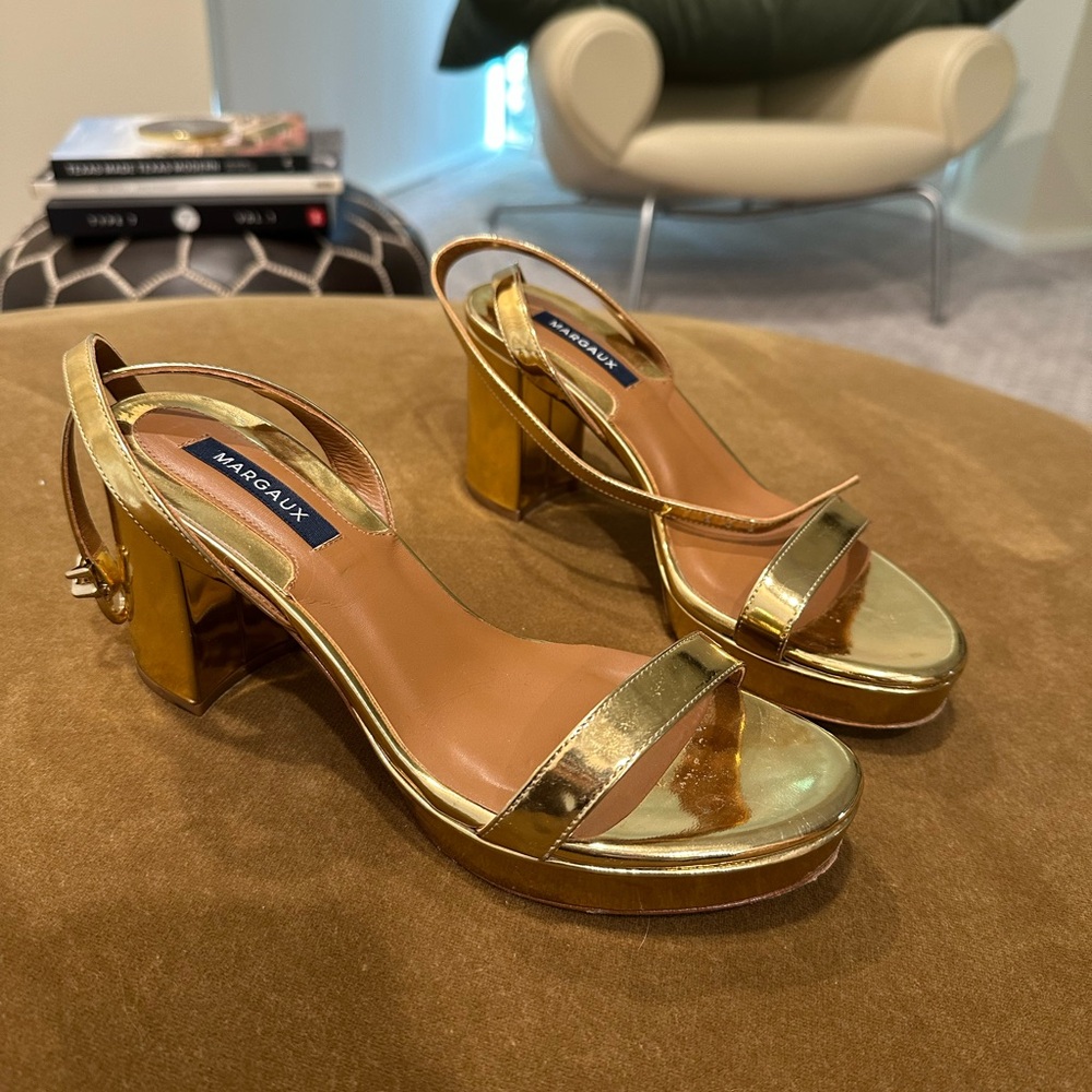Margaux Stella Metallic Gold Mirror Platform Sandals